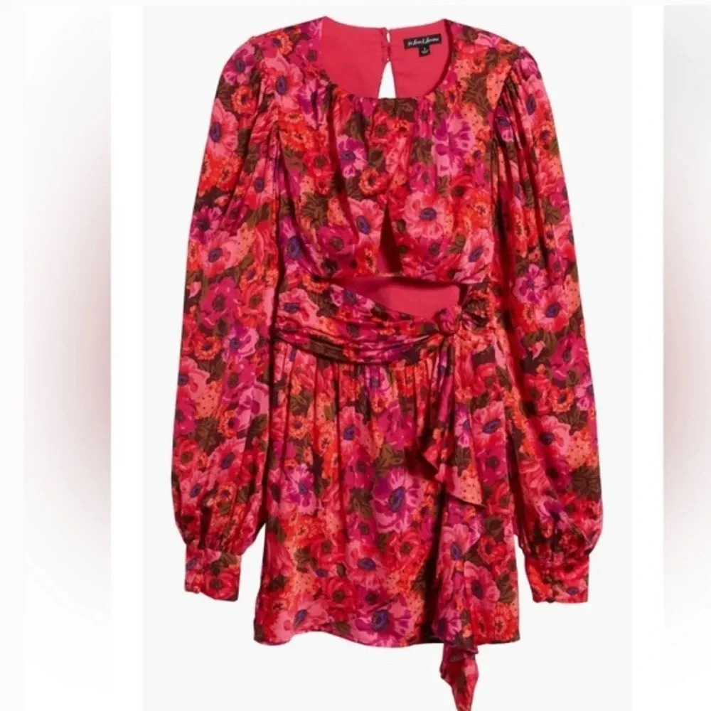 For love and lemon  long sleeve Lauren mini dress size small pink floral